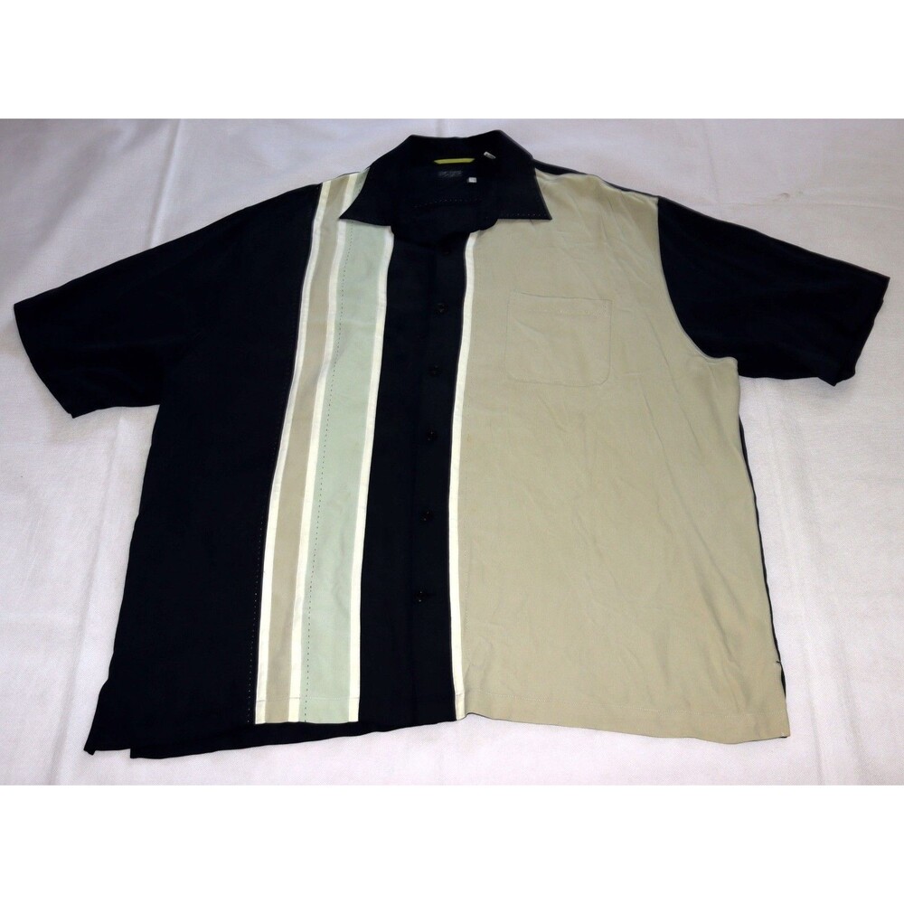 Nat Nast Luxury Originals Men's Short Sleeve Button Front Striped Shirt Size 2XL